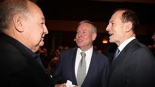 The  late Leonard Walter -Len- Buckeridge LiberalPartyFunderBackerWithClose friendsColinBarnettWestern AustralianPremierTonyAbbott Former Liberal Party Prime Minister of Australia